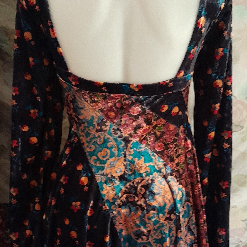 New Free People REGINA Velvet Mini Knee Length Dress - Picture 2 of 6